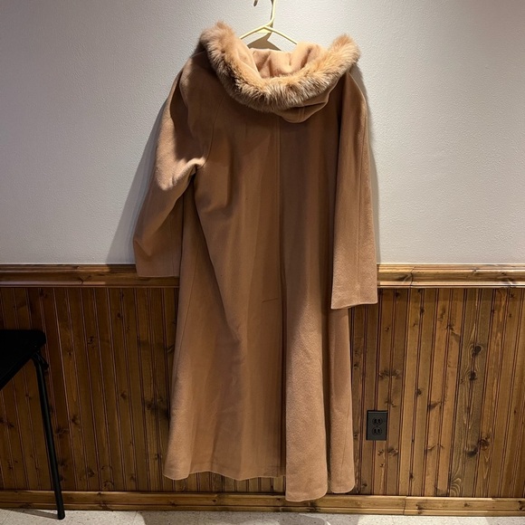 Marvin Richards Vintage Lambswool Camel Coat Fur Trim Sz 16 - Picture 14 of 14